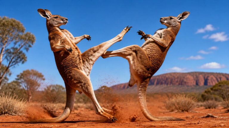 2 Kangaroos kicking